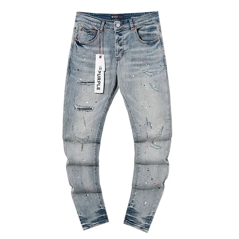 Distressed Slim Fit Jeans Patchwork Ripped — PU138
