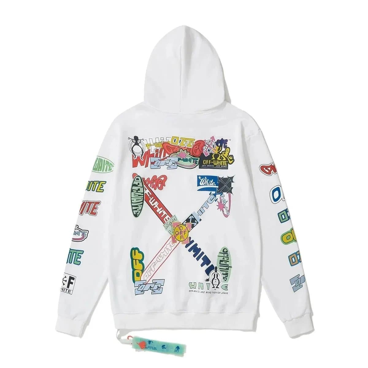 Off-White Zip-Up Hoodie Multi-Logo Graphic