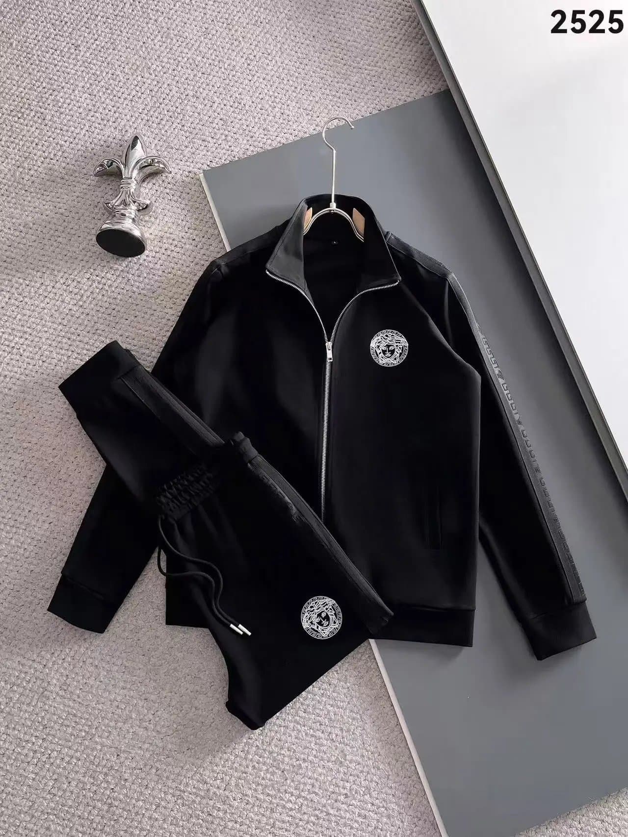 Versace Medusa Logo Track Set Black with Silver Medusa