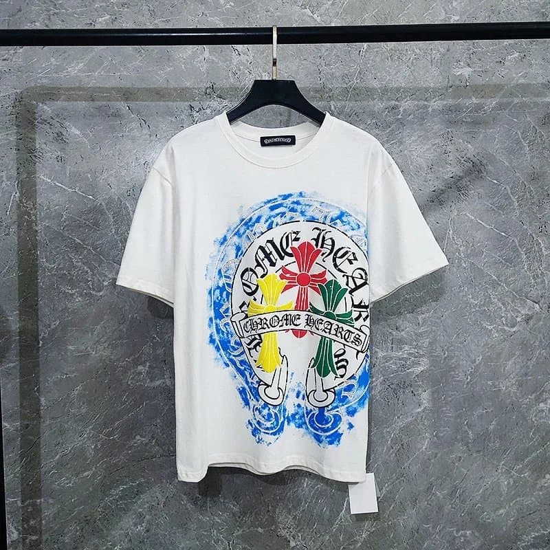 Chrome Hearts Cross Graphic Tee Multi-Cross Print — K6007 white