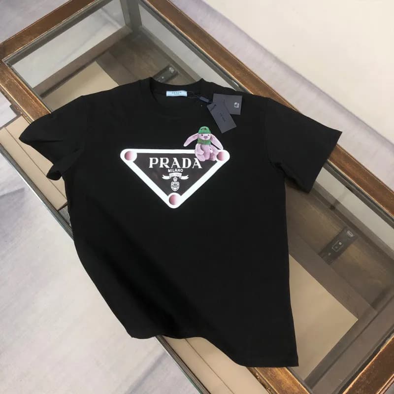 Prada Triangle Logo T-Shirt Rabbit Appliqué