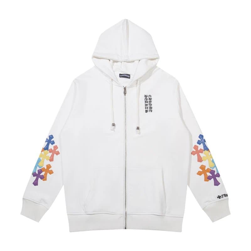 Chrome Hearts Hooded Sweatshirt Cross Logo Back — White 5014