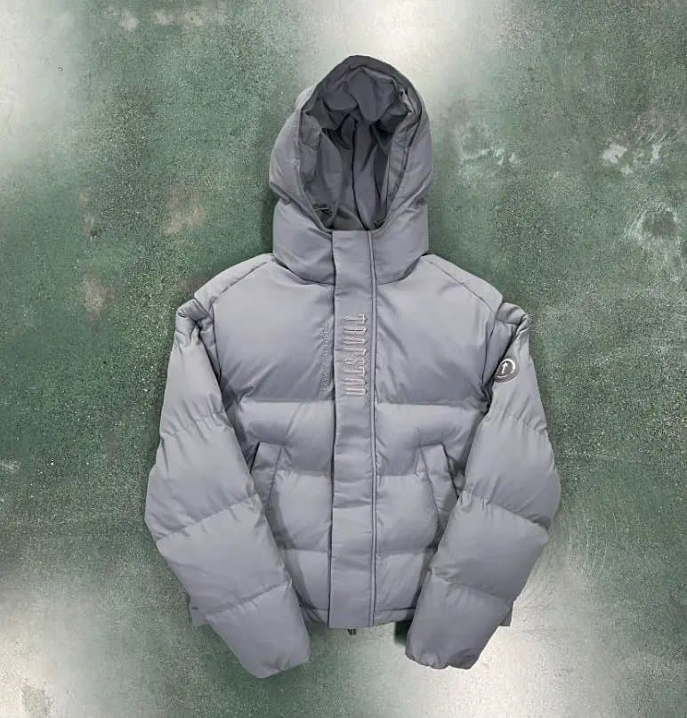 Moncler Puffer Jacket Glossy Shell — 男士门襟绣花2.0夹克-纯灰