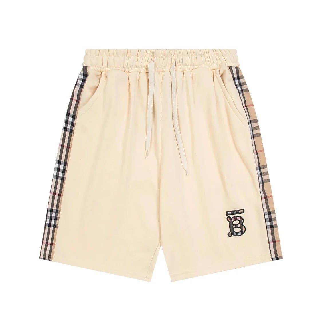 Burberry Logo-Embroidered Shorts Check Tape Side Stripe