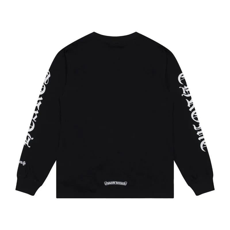 Chrome Hearts Long Sleeve Tee Cross & Scroll Print — K9011黑色