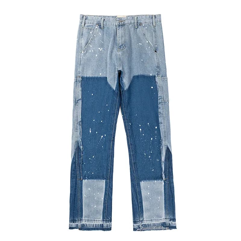 Gallery Dept. Flared Jeans Distressed Paint-Splatter — 4091蓝色
