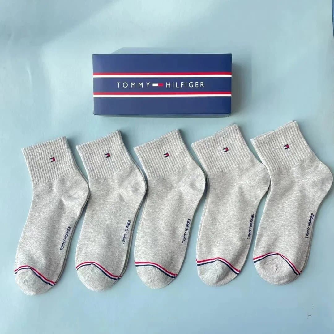 Tommy Hilfiger Crew Socks Classic Logo — Tommy中筒袜-五双灰色