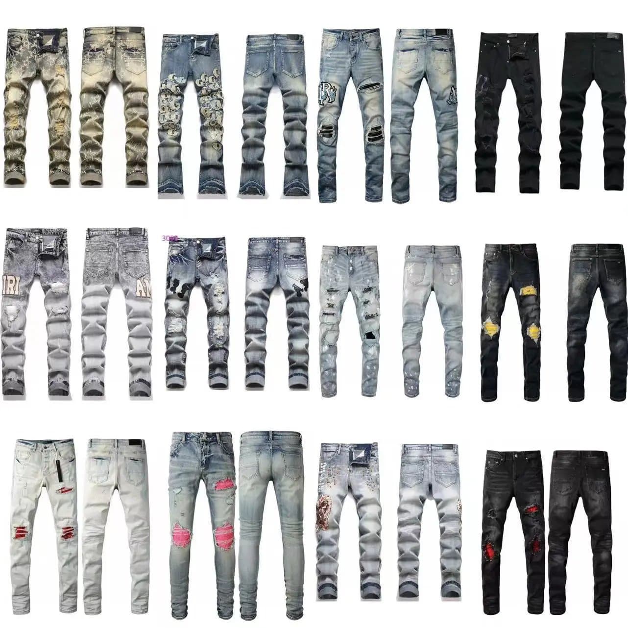Amiri Distressed Slim Fit Jeans Custom Patchwork & Ripped — M96