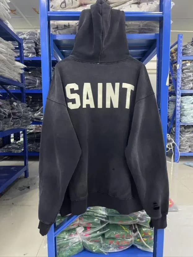 Saint Michael Skeleton Hoodie Distressed Rib Cage Print — 4