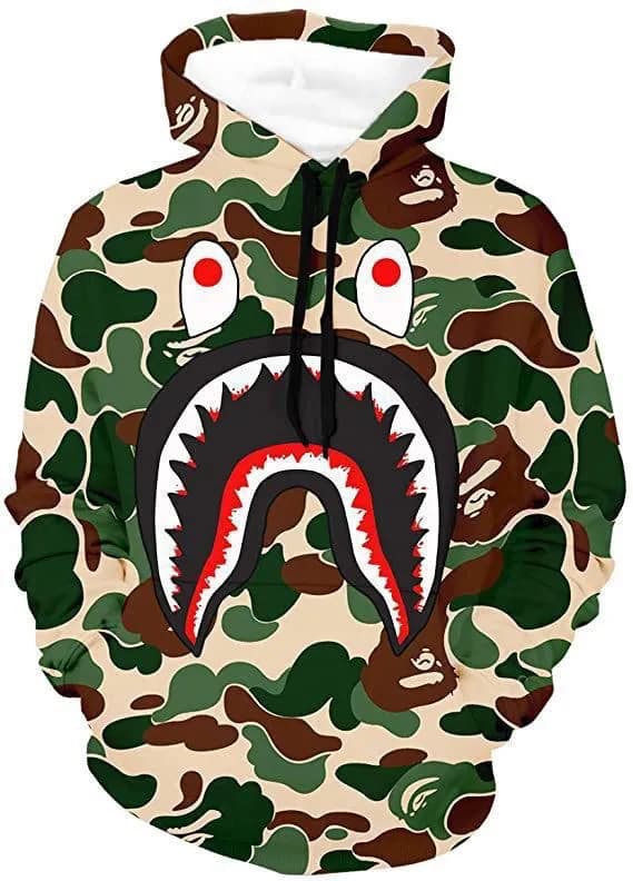 BAPE Shark Hoodie Split Camo — Green