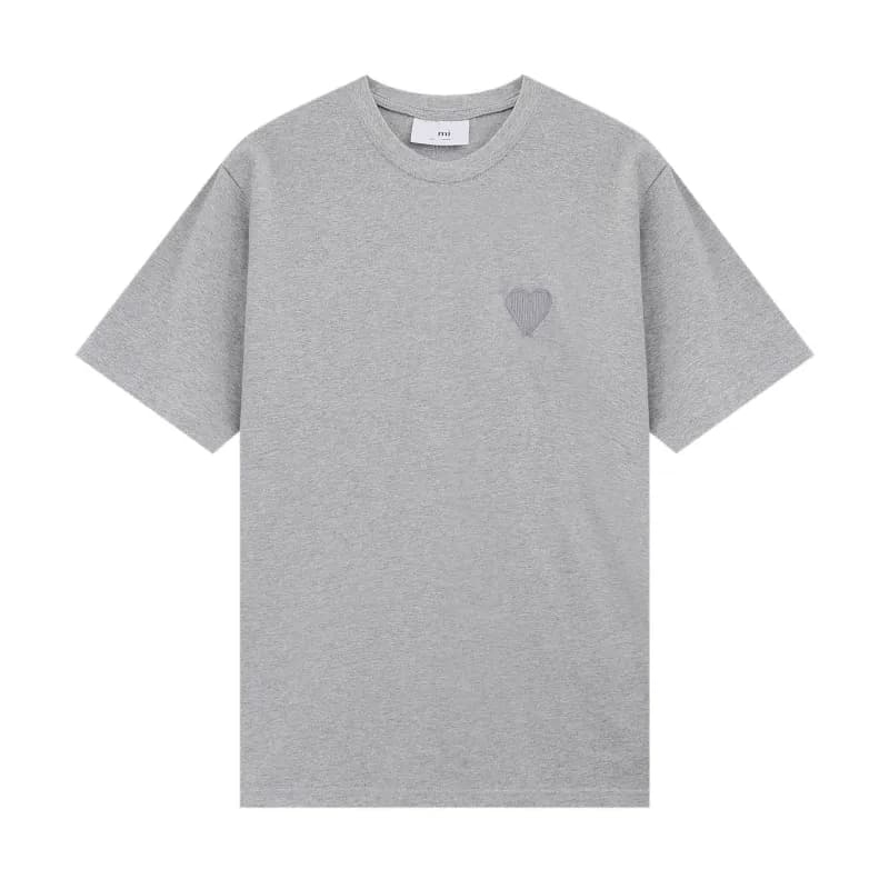 Miu Miu Heart Embroidered T-Shirt Heather Grey