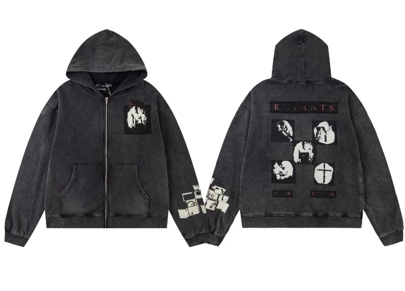Fear of God Essentials Zip-Up Hoodie Washed Black — ER835
