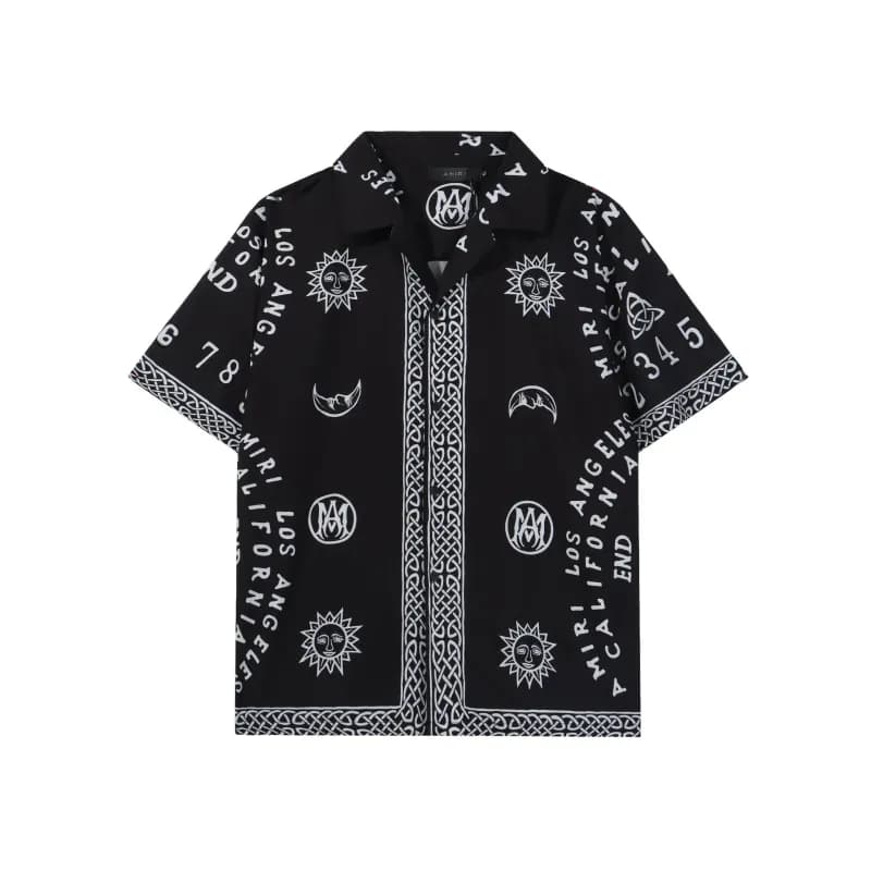 Amiri Printed Short-Sleeve Shirt Los Angeles Sun Motif