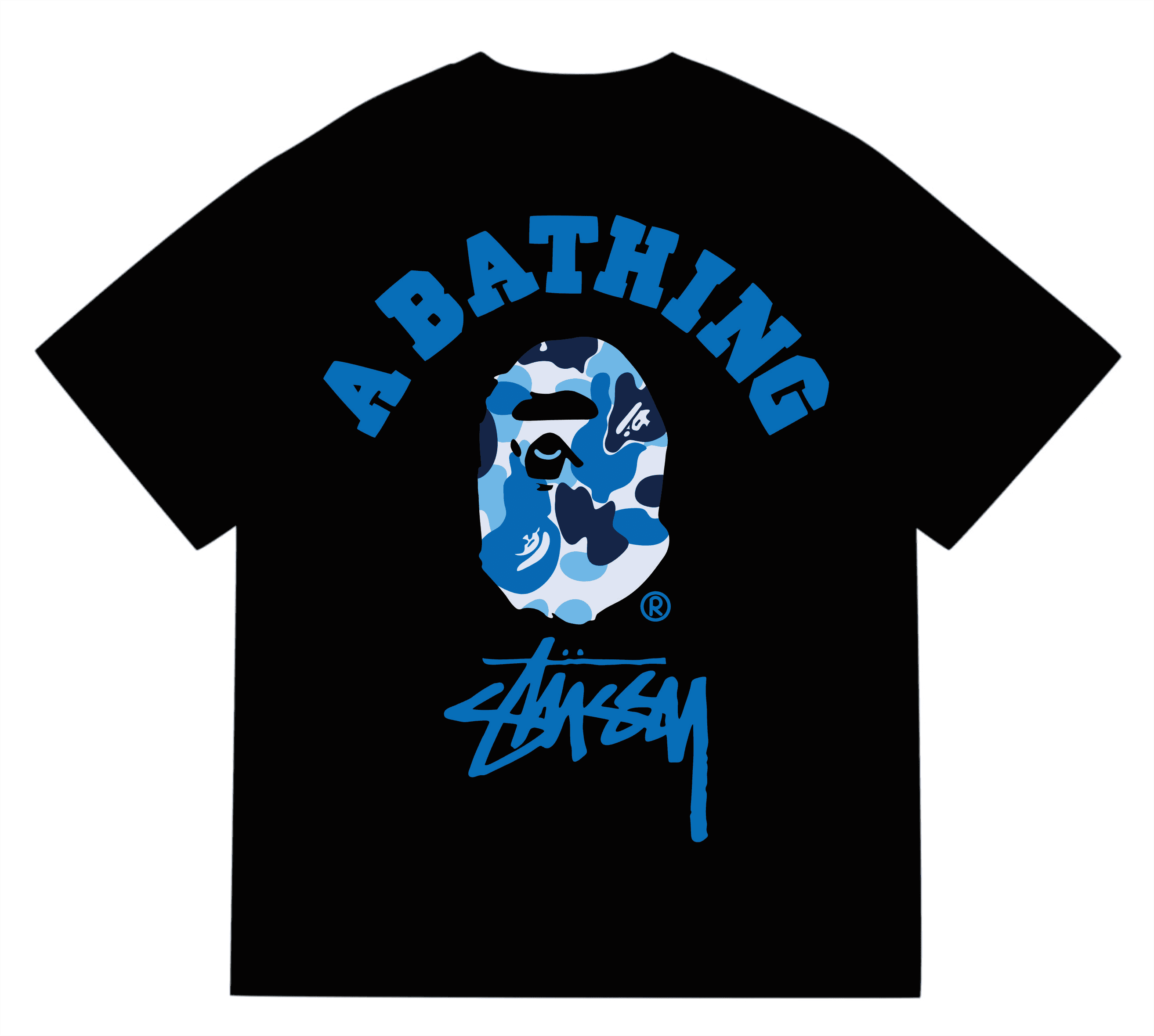 BAPE × Stüssy Graphic Tee Pixel Camo Ape Head — S5