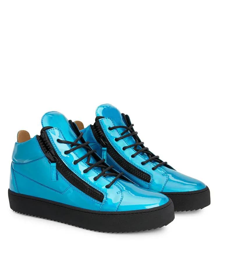 High-Top Sneaker Crystal Strap — 蓝色漆皮
