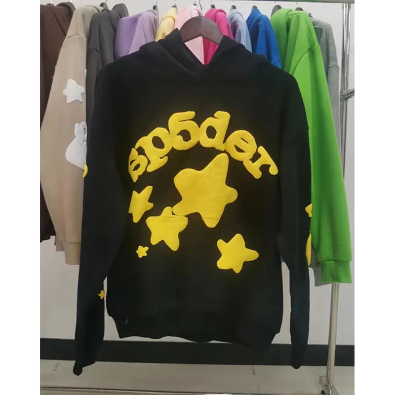 Sp5der Hoodie Embroidered Logo — 黑星