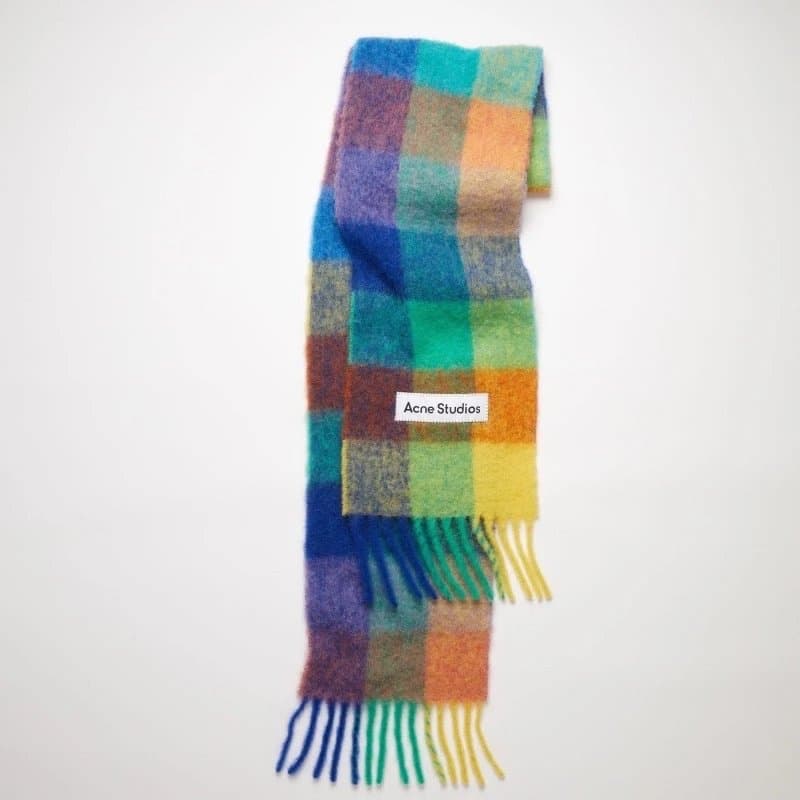 Acne Studios Checkered Wool Scarf Multicolor Patchwork