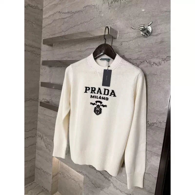 Logo Knit Sweater Prada Milano Embroidered
