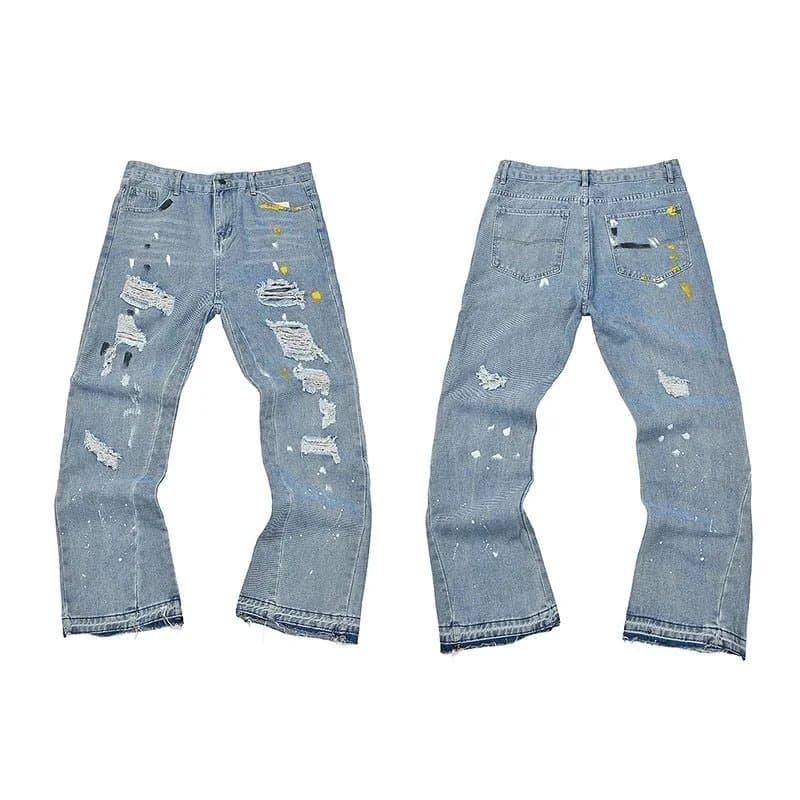 Levi's Flared Jeans Patchwork Distressed — 4169蓝色