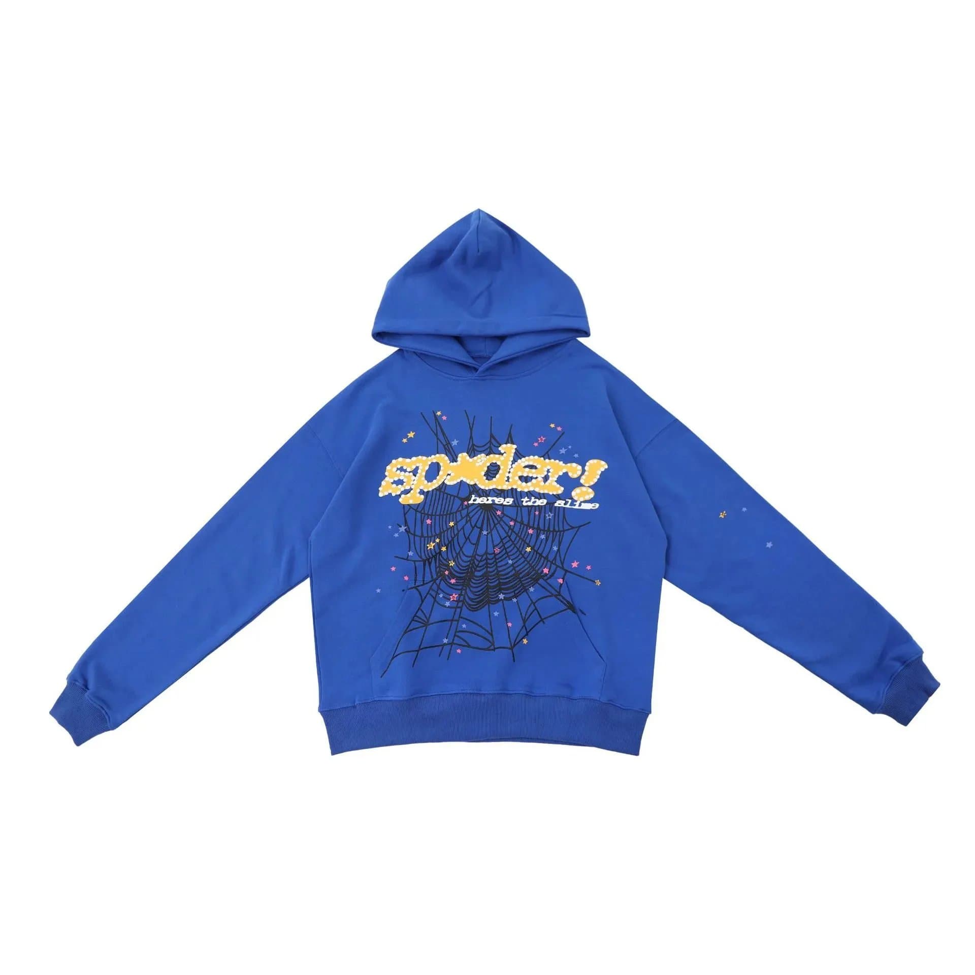 Sp5der Hoodie Spider Web Graphic — 06蓝色