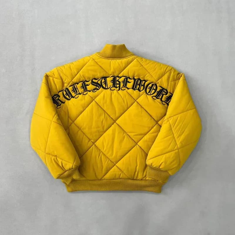 Gallery Dept. Anorak Jacket Black with Yellow Patch — 黄色菱形格棉服