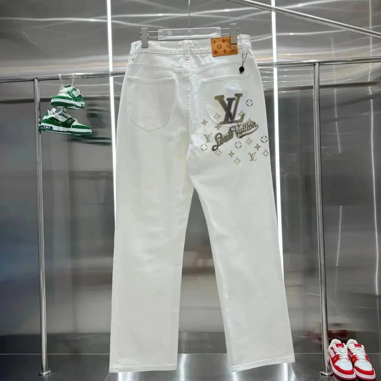 Louis Vuitton Denim Trousers LV Monogram Embroidery