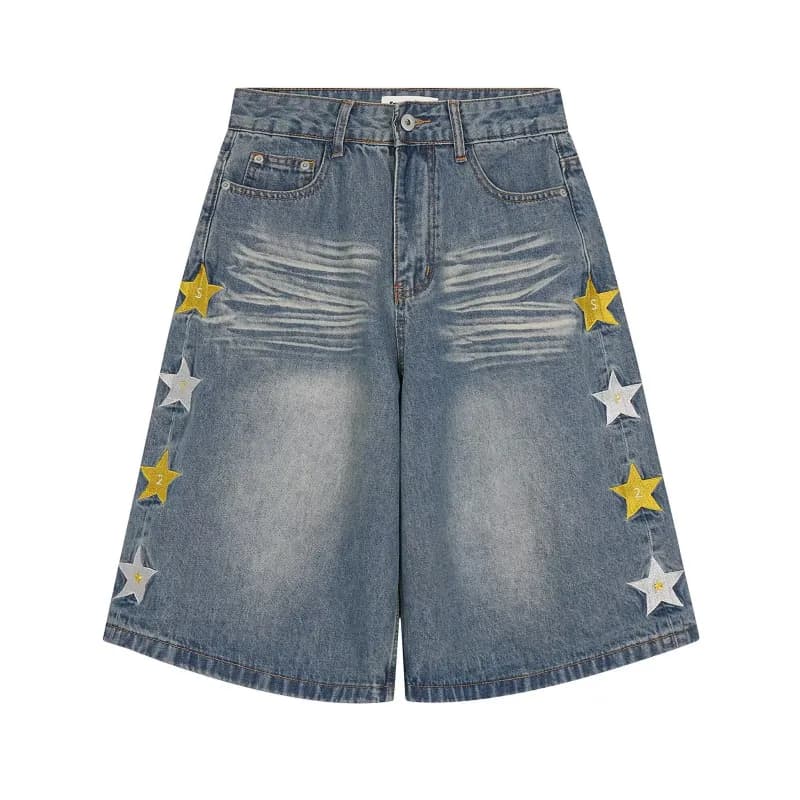 Givenchy Denim Shorts Floral-Print Acid Wash — 浅蓝色N1624