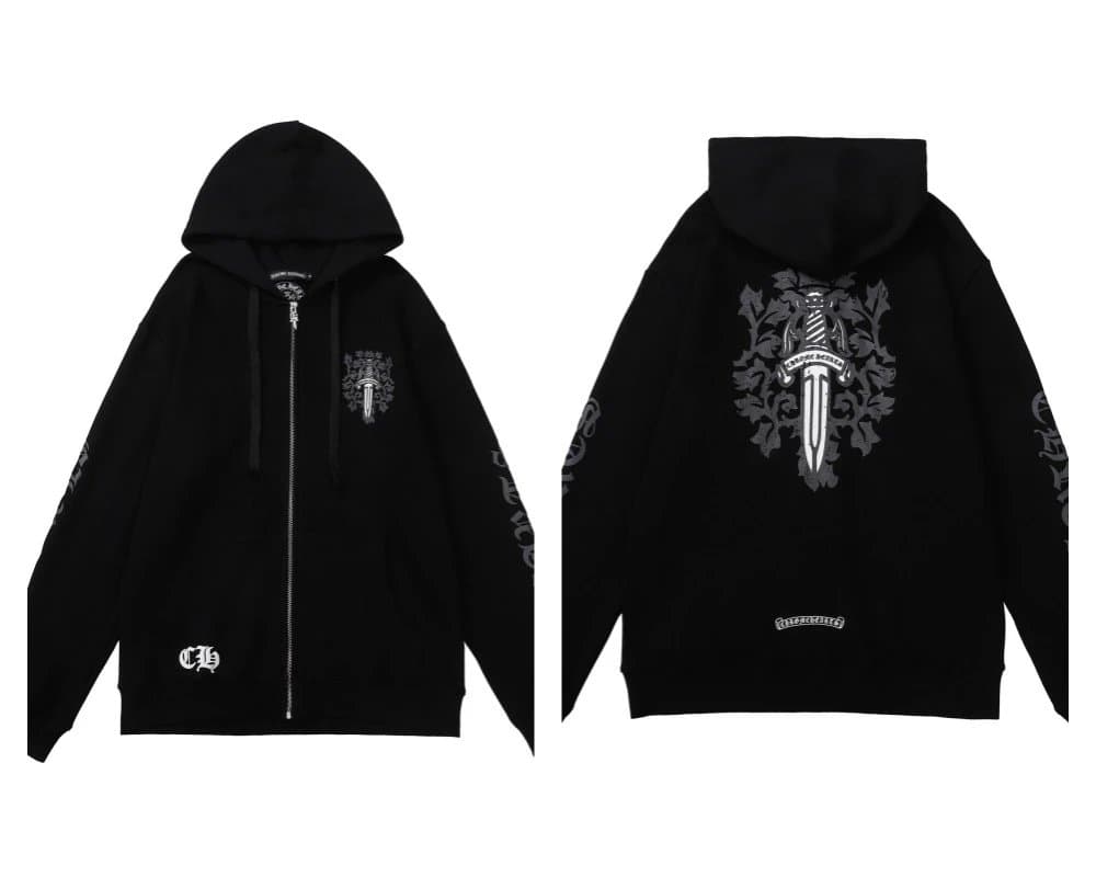 Chrome Hearts Zip-Up Hoodie Dagger Crest