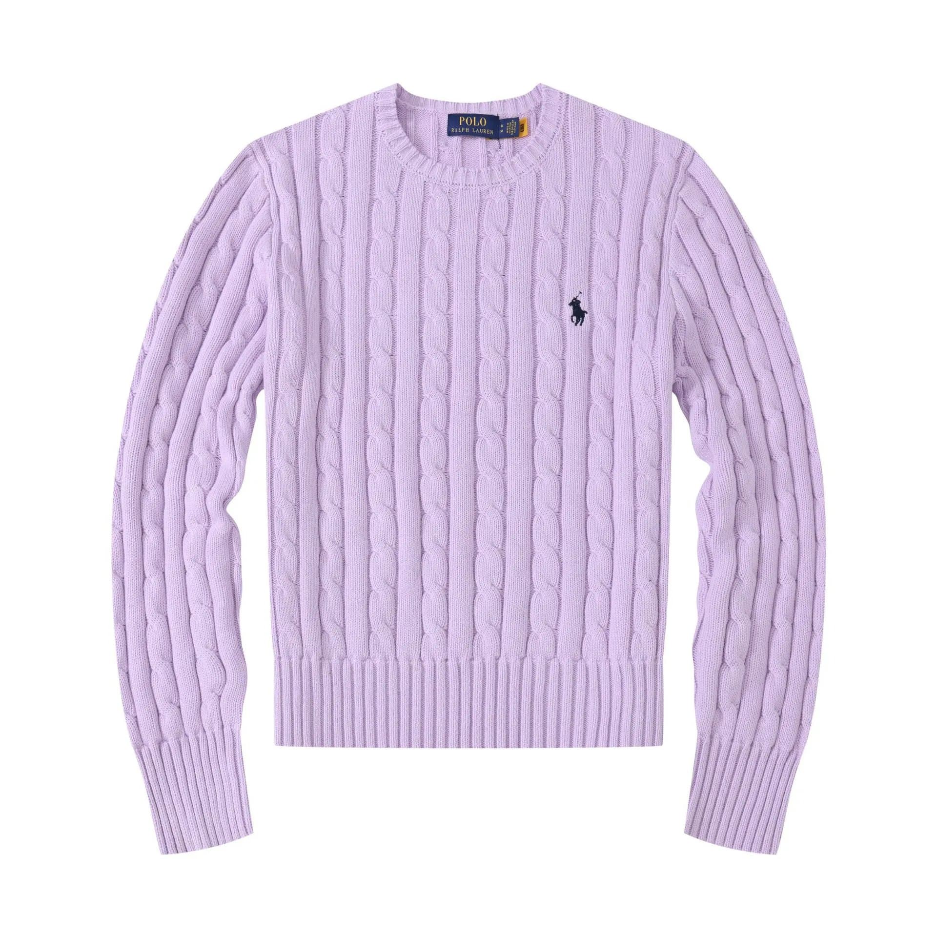 Polo Ralph Lauren Cable Knit Tee Classic Cable — 女款圆领薰衣草紫