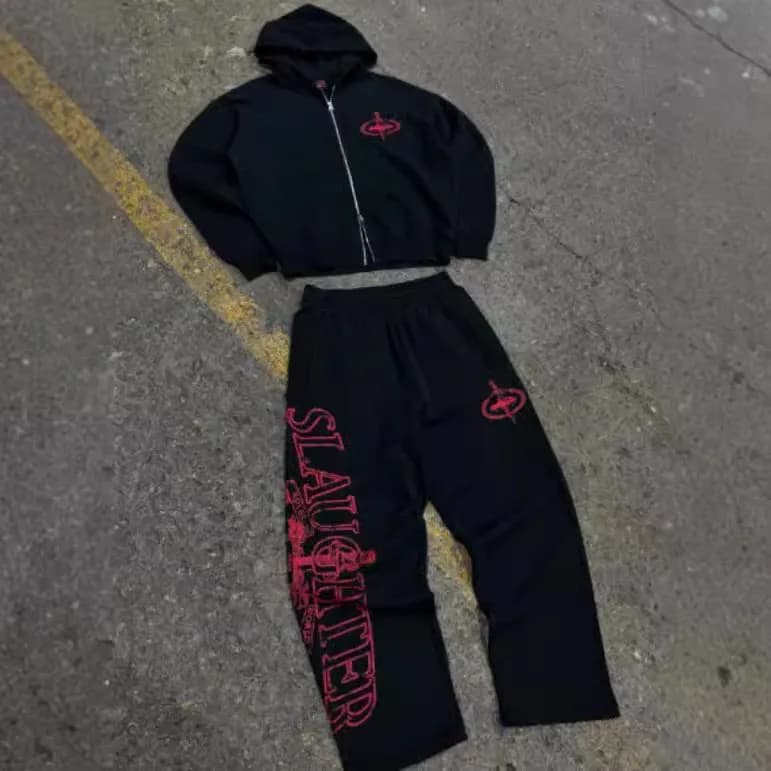 Hoodie and Joggers Set Slaughter Logo