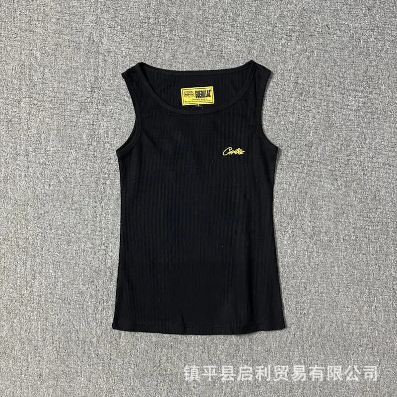 Rhude Ribbed Tank Top Gold Logo