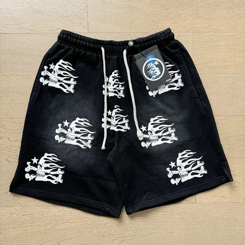 Sp5der Logo Shorts Flame Print — 787