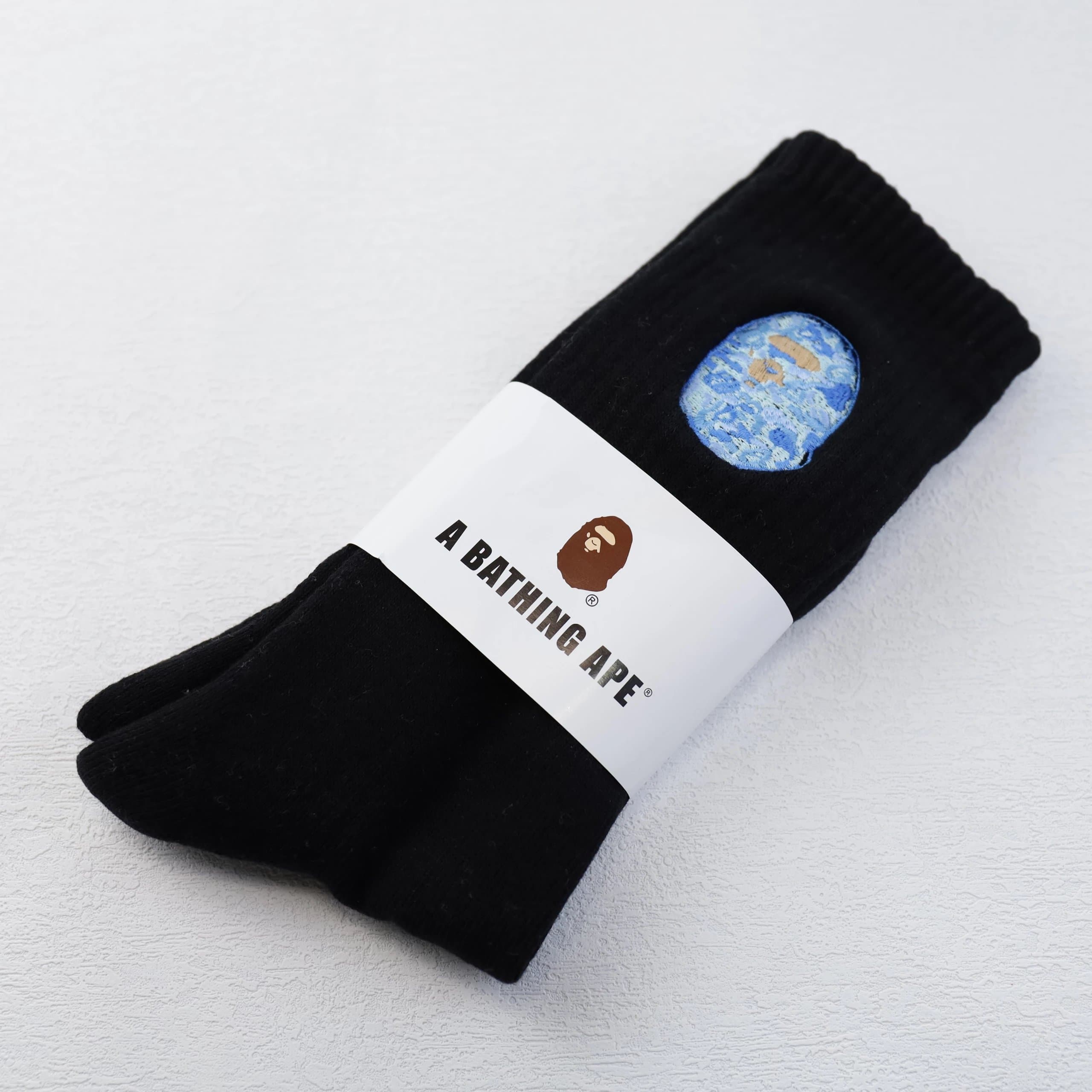 BAPE Crew Sock Embroidered Ape Head — 高帮 黑蓝