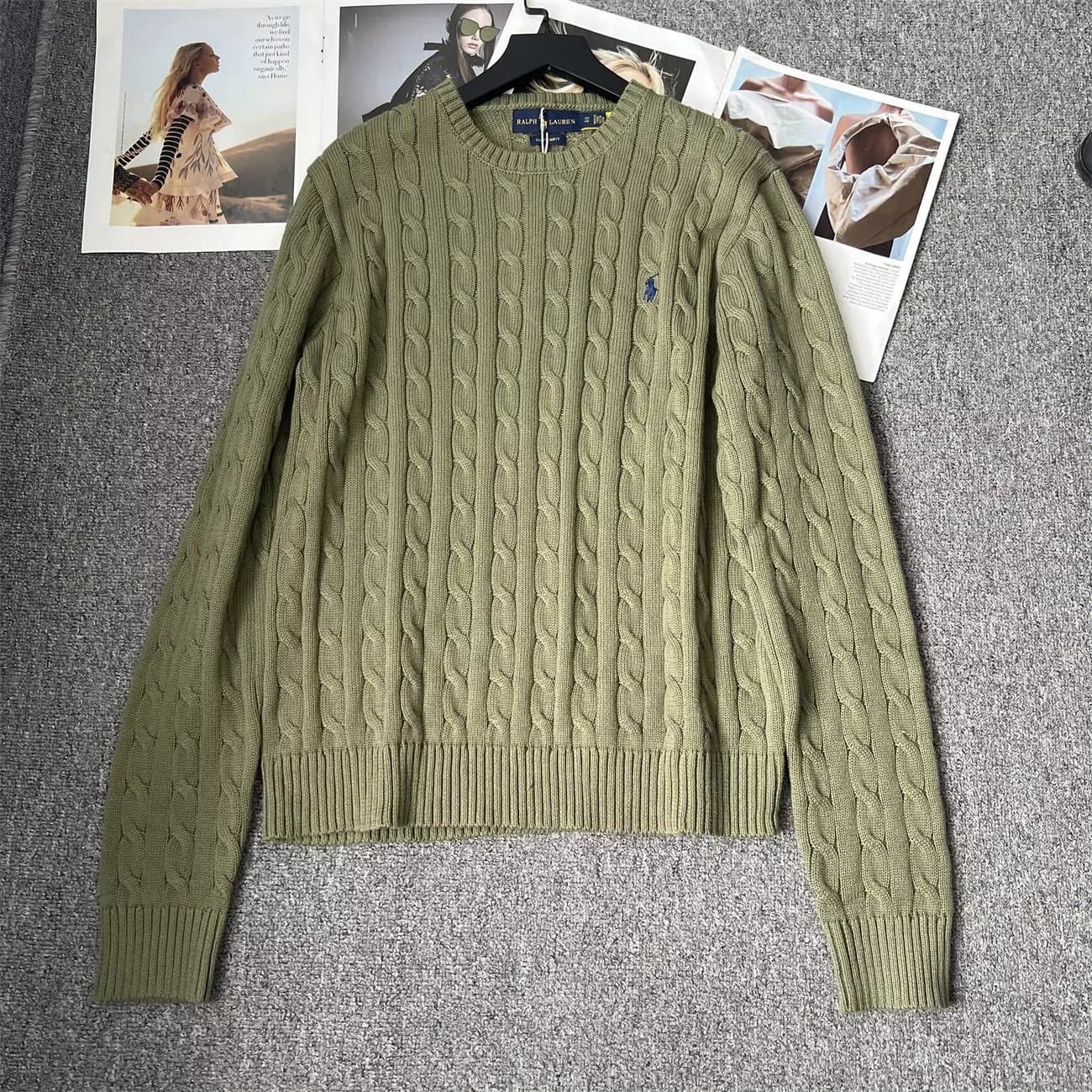 Polo Ralph Lauren Cable Knit Sweater Olive Green