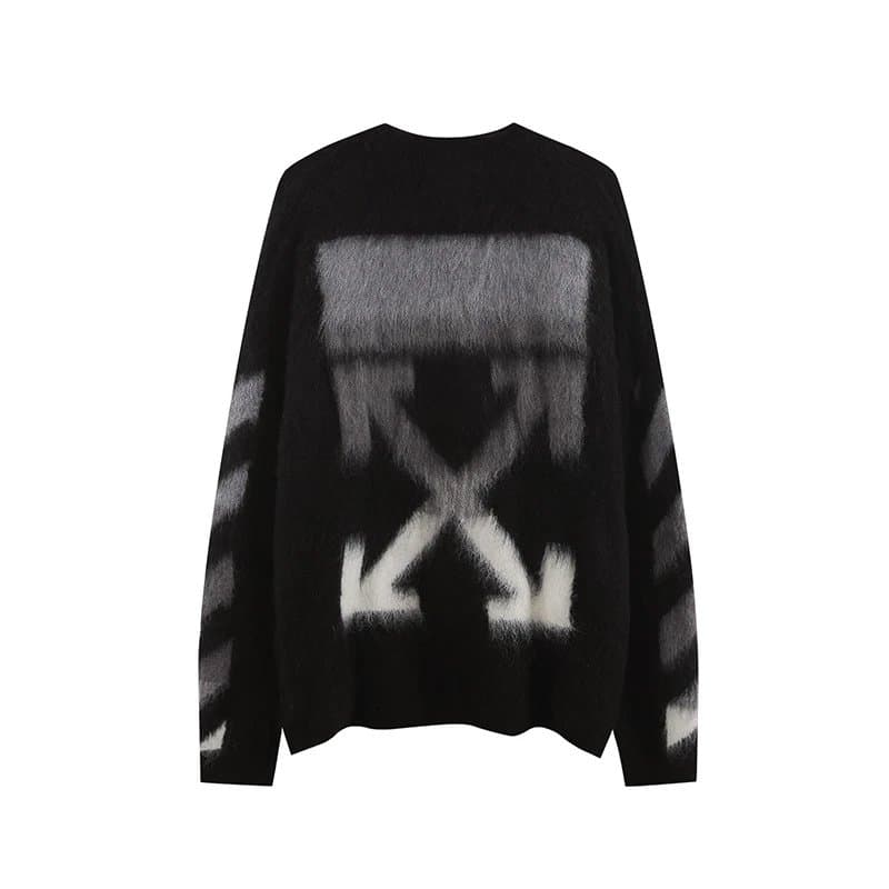 Off-White Oversized Knit Sweater Diagonal Arrow Print