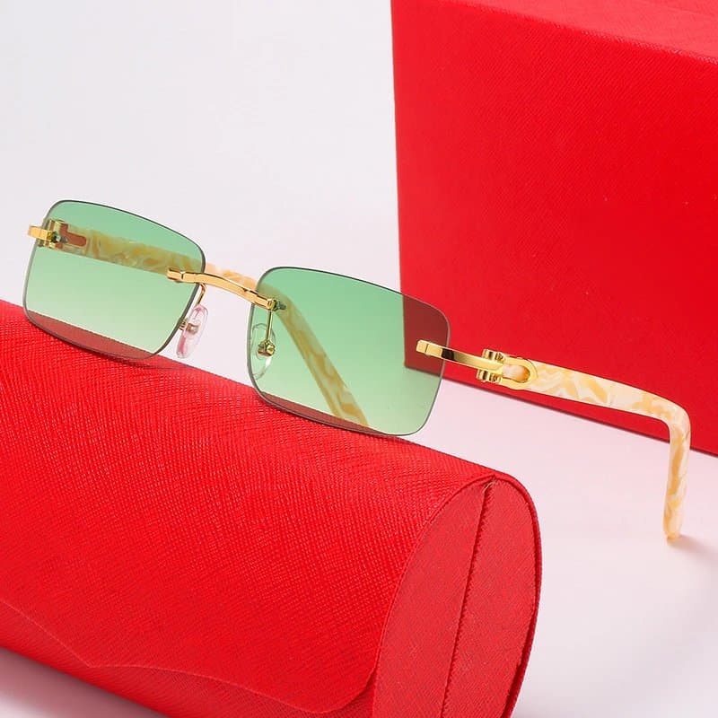 Cartier Sunglasses Rimless Square — 带LOGO带盒子 · C3 金架 漸进绿片
