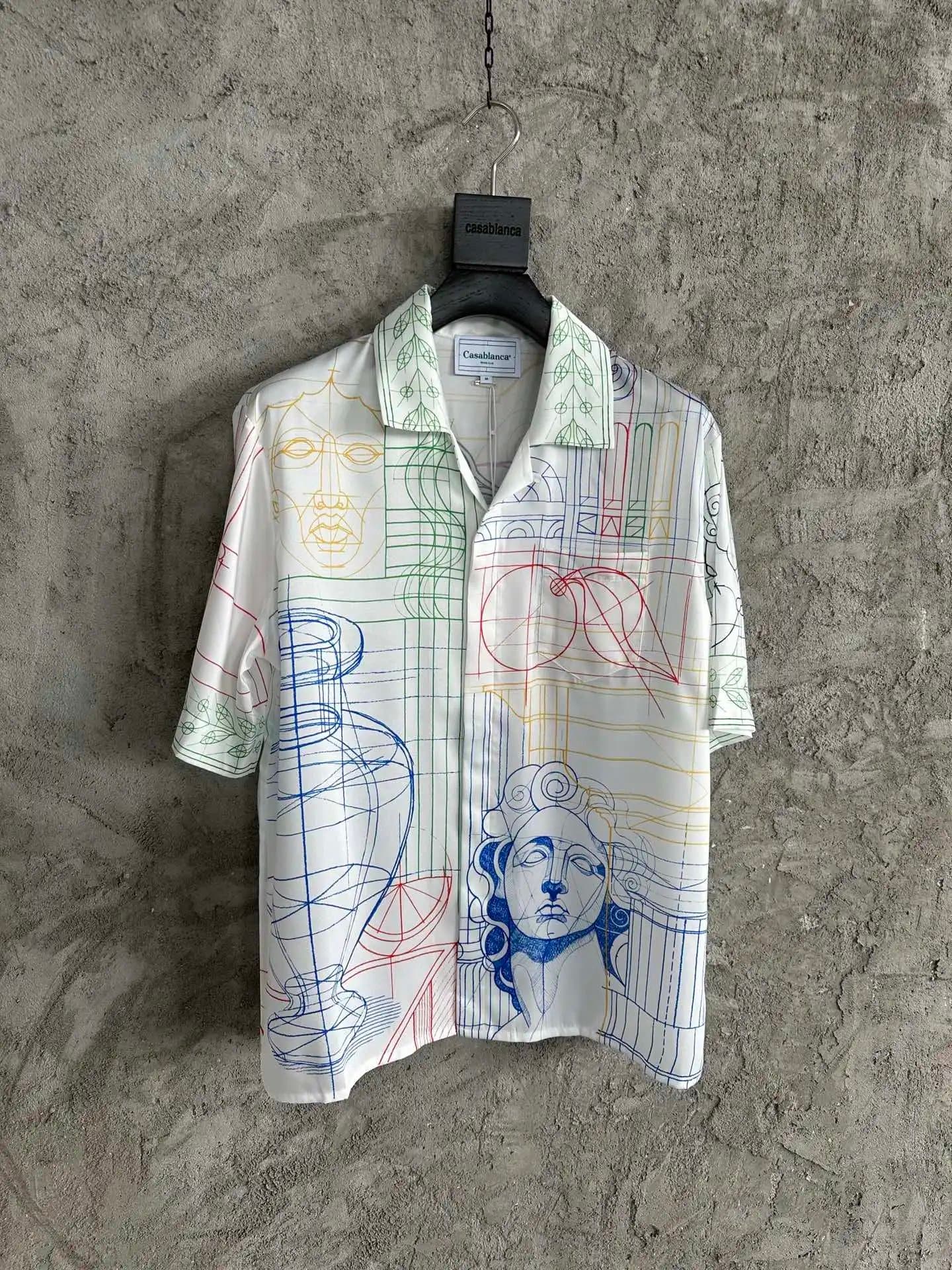 Casablanca Short-Sleeve Shirt Abstract Line Art Print