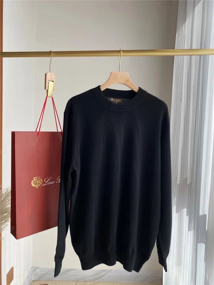 Loro Piana Cashmere Crewneck Sweater Olive Green — SKU01_颜色分类(黑色)