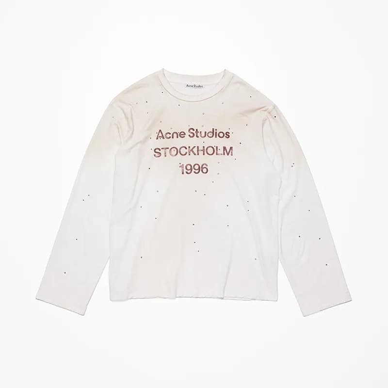 Acne Studios Long Sleeve T-Shirt Embroidered Logo Patch — ELEV-白色带钻石3296