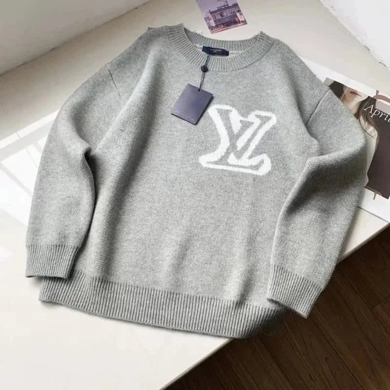 Louis Vuitton LV Monogram Knit Sweater Intarsia Logo — 黑白撞色，密集