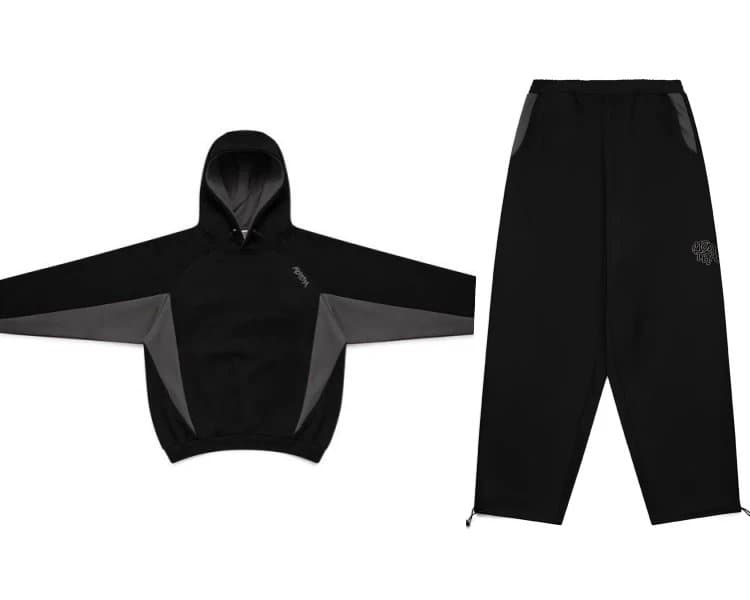 Rhude Hoodie and Jogger Set Black/Grey Panel