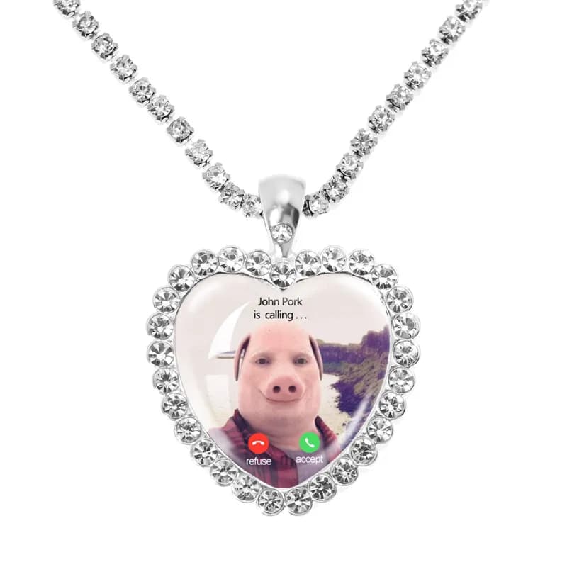 Heart Pendant Necklace Custom Photo Call Screen Design