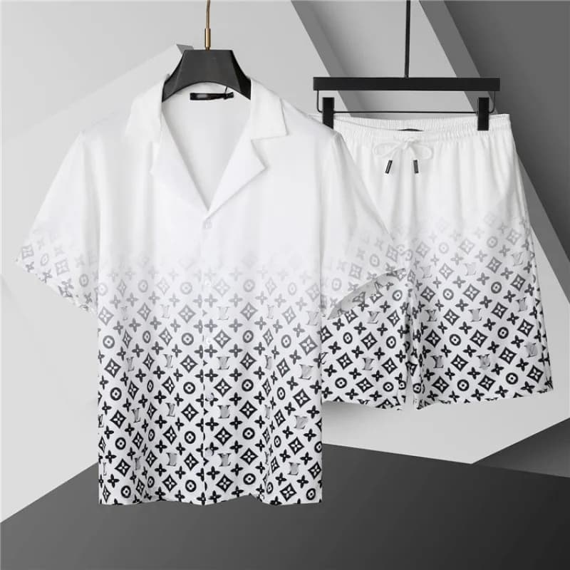 Louis Vuitton Printed Shirt and Shorts Set Watercolor Monogram — 55001 white suit