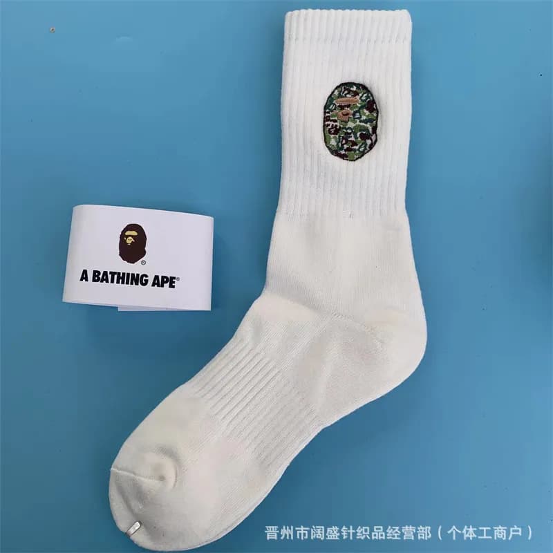 BAPE Crew Sock Camouflage Ape Head Patch