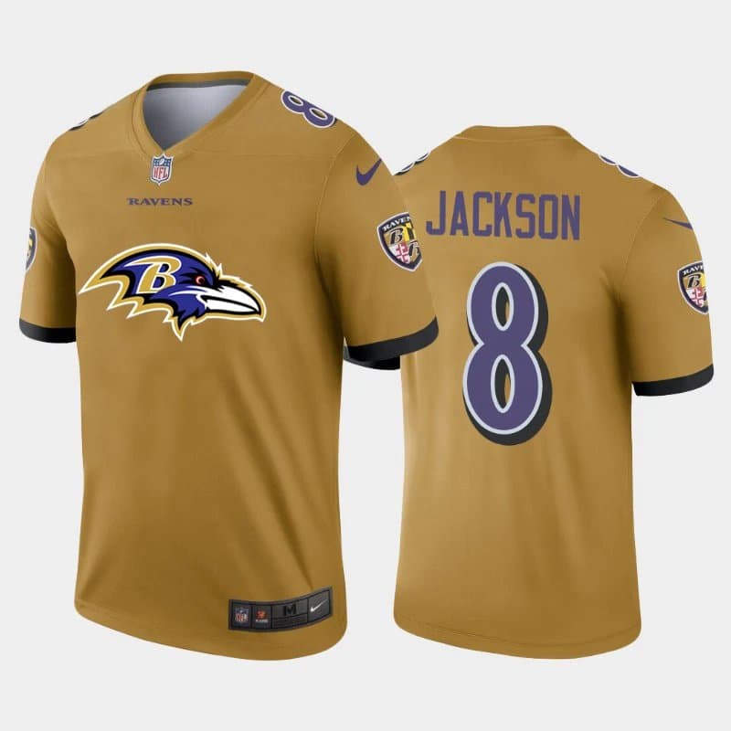 NFL × Nike Baltimore Ravens Jersey Lamar Jackson #8 Gold