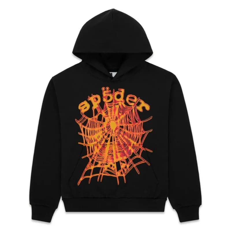 Sp5der Hooded Sweatshirt Spider Web Logo — 977黑色