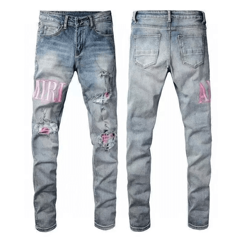 Amiri Distressed Patchwork Jeans Custom Print Patch — 19