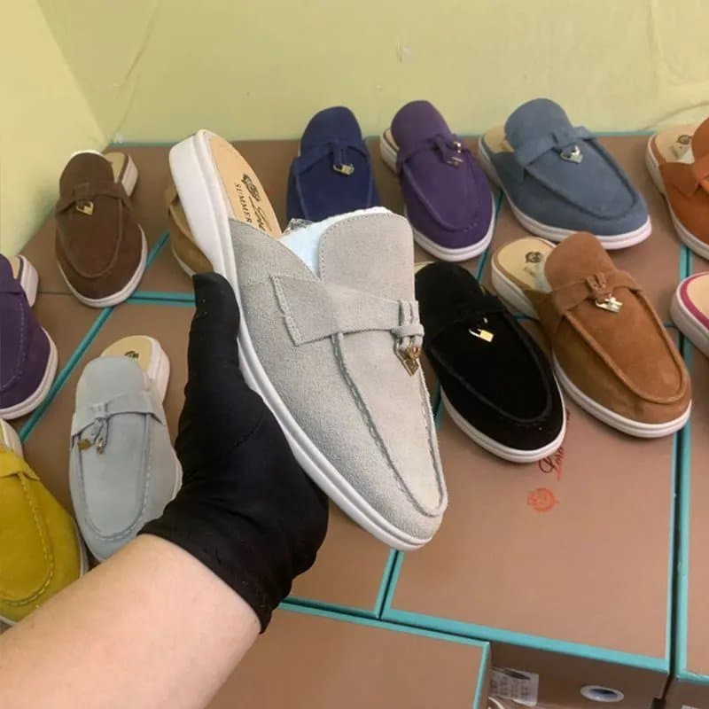 Gucci Horsebit Loafer Mule Suede with Gold Horsebit