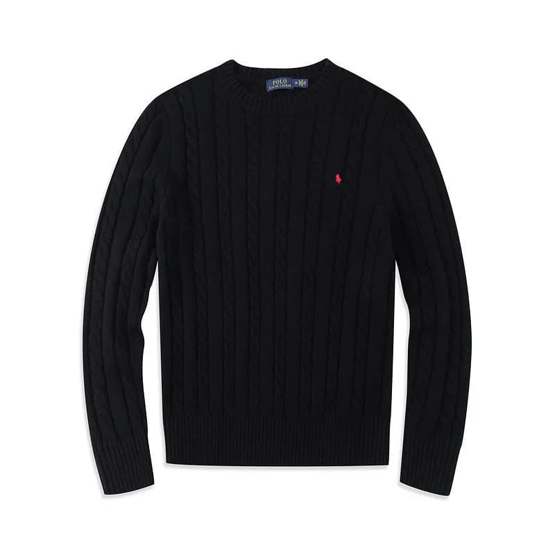 Polo Ralph Lauren Cable Knit Quarter-Zip Sweater Classic Cable — 毛衣圆领黑色红标