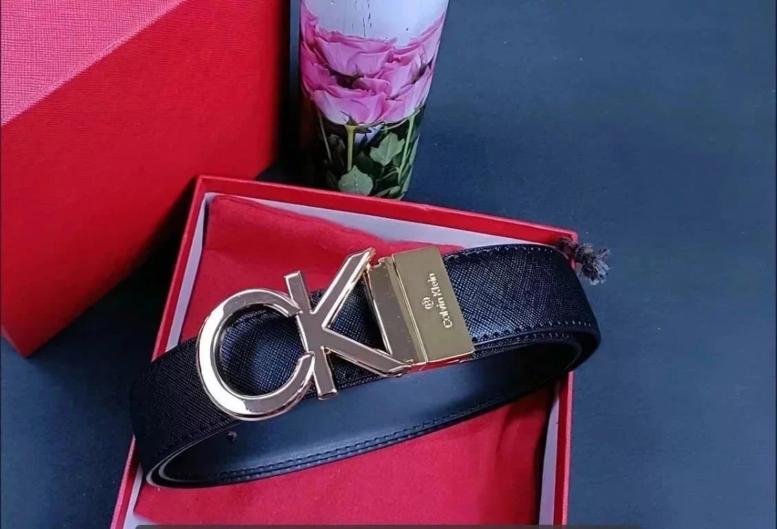Calvin Klein CK Logo Belt Gold Buckle